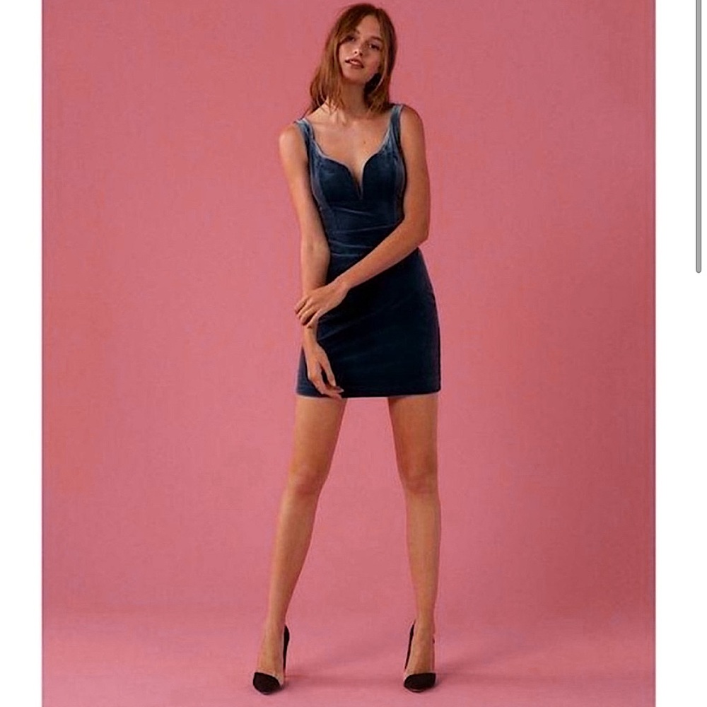 EXPRESS blue velvet mini dress NWT